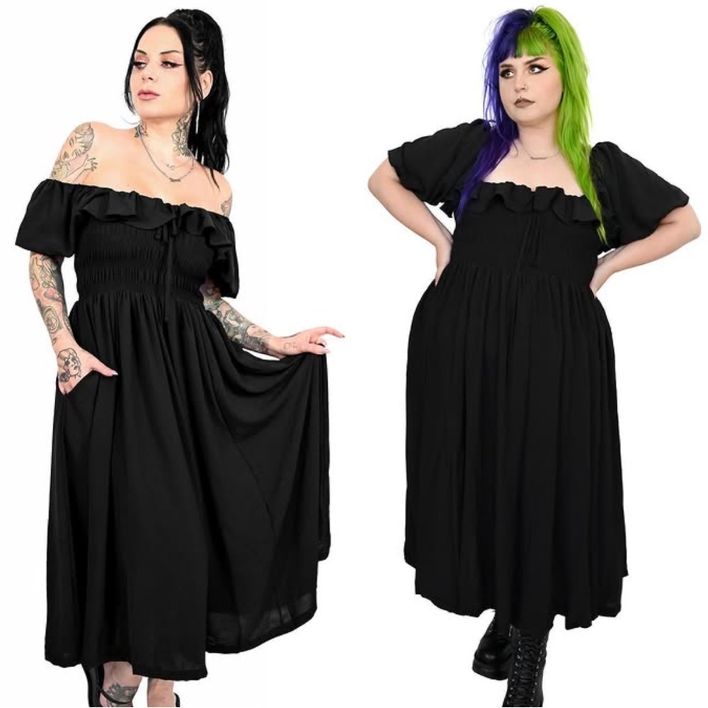 Foxblood Mallory Ruched Black Midi Dress